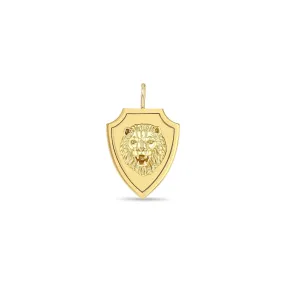 14k Single Lion Head Shield Pendant