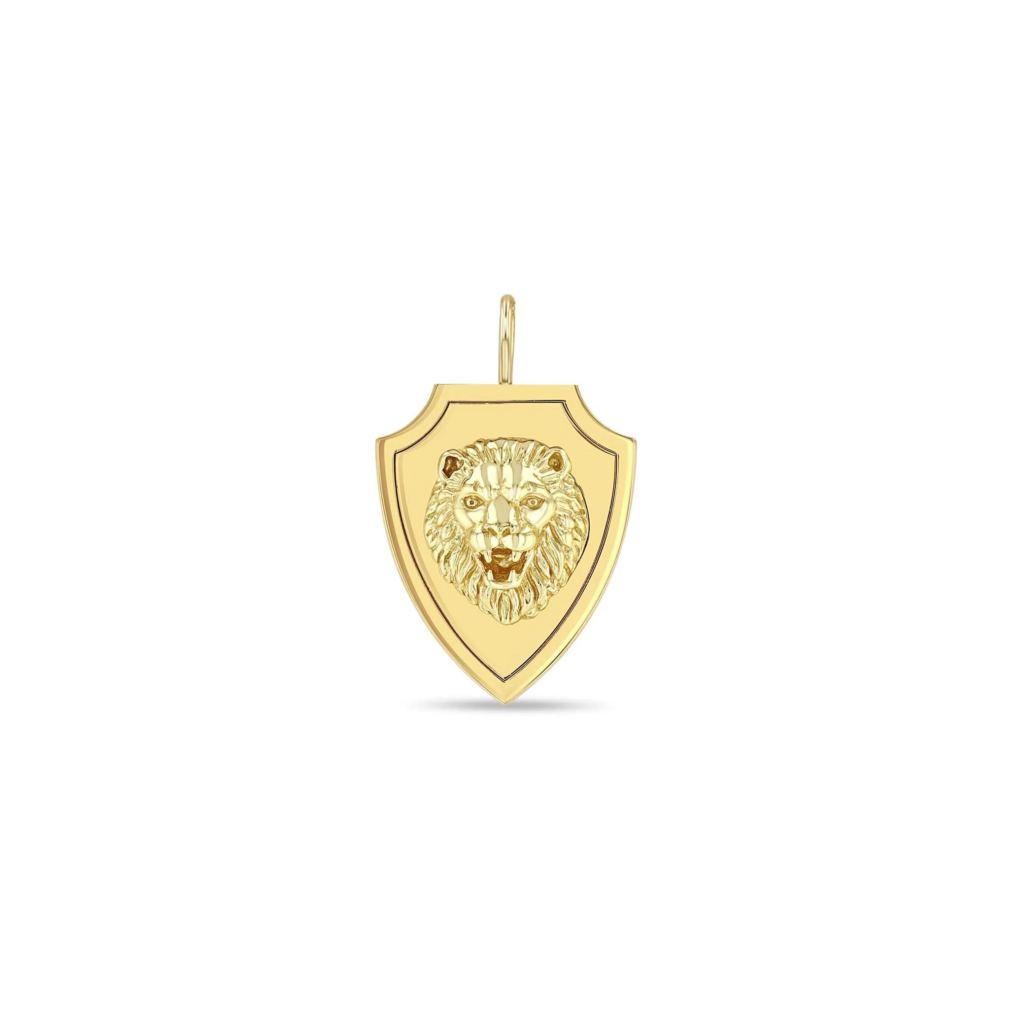 14k Single Lion Head Shield Pendant