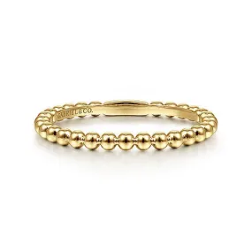 14K Y Gold Beaded Stackable Ring