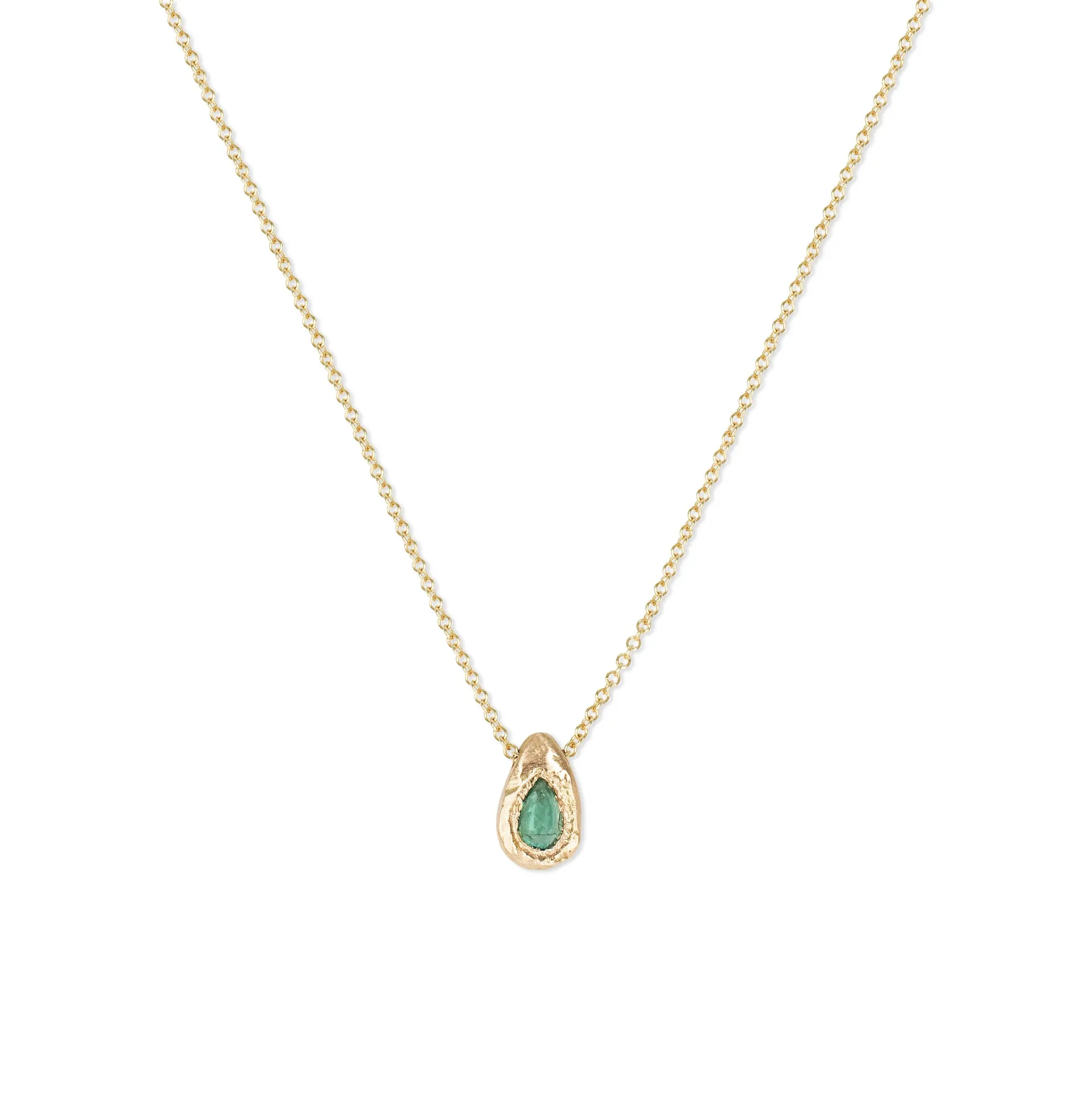 18K Teardrop Slider Necklace in Emerald