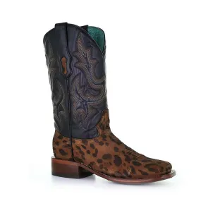 A4144 - Corral camel leopard western roper leather boots for women