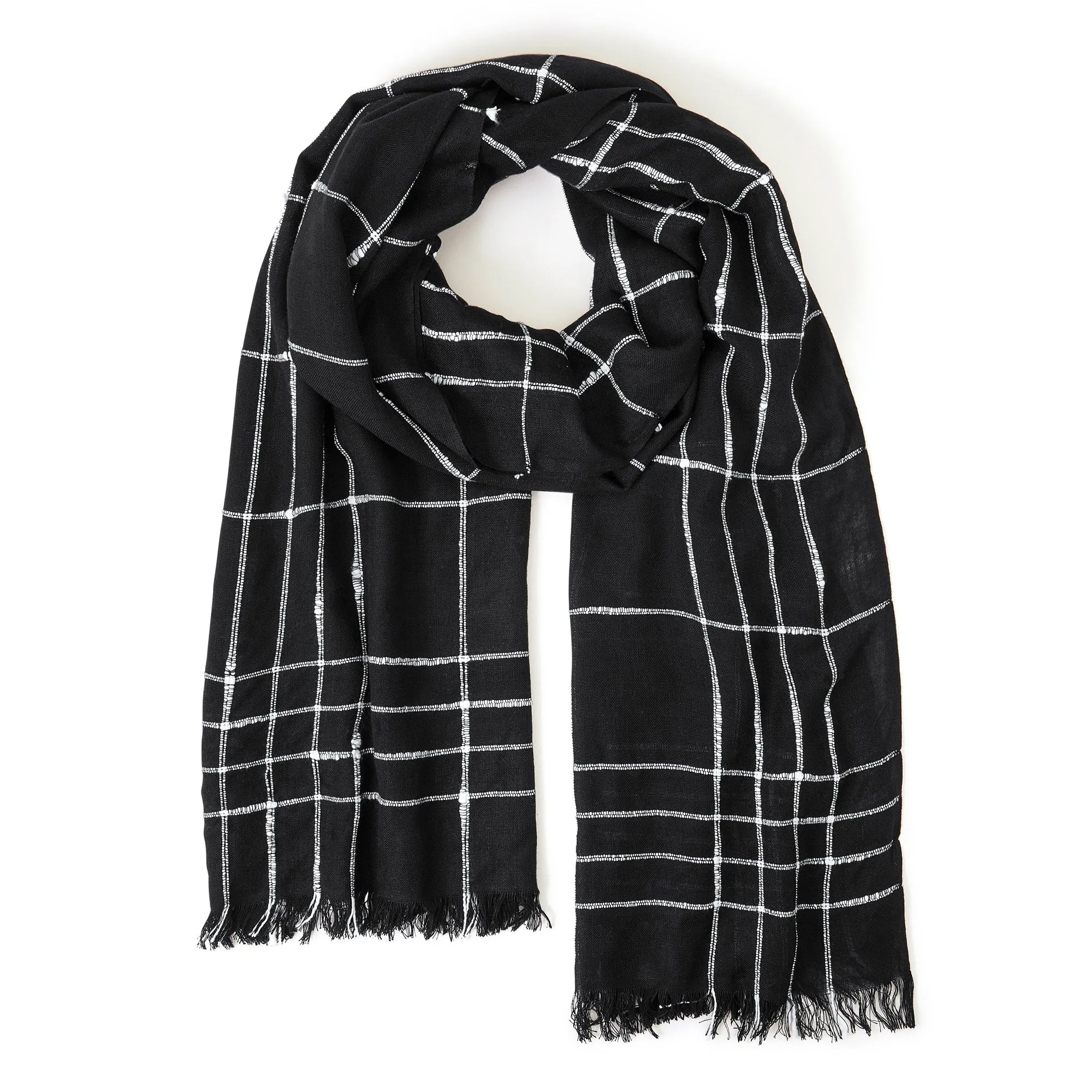 Accessorize London Women's Black Window Pane Scarf