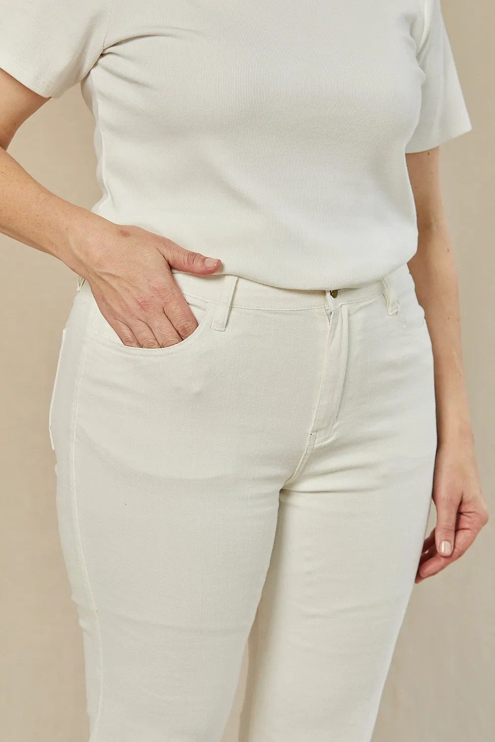 Adrift Denim Cropped Straight Leg Jeans in White