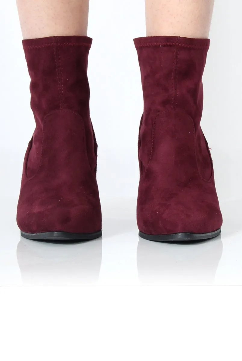 Bay Wine Suede Ankle Boots