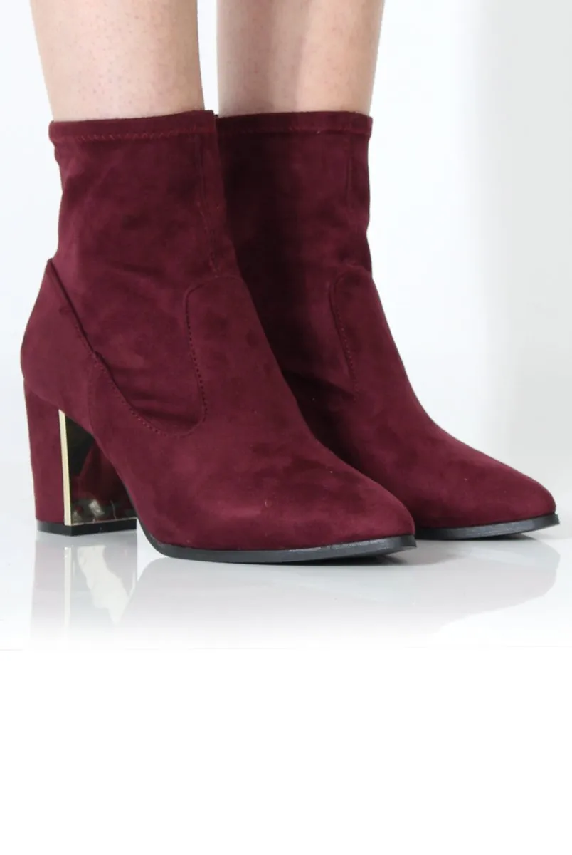 Bay Wine Suede Ankle Boots