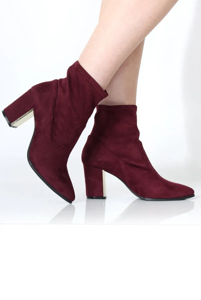 Bay Wine Suede Ankle Boots