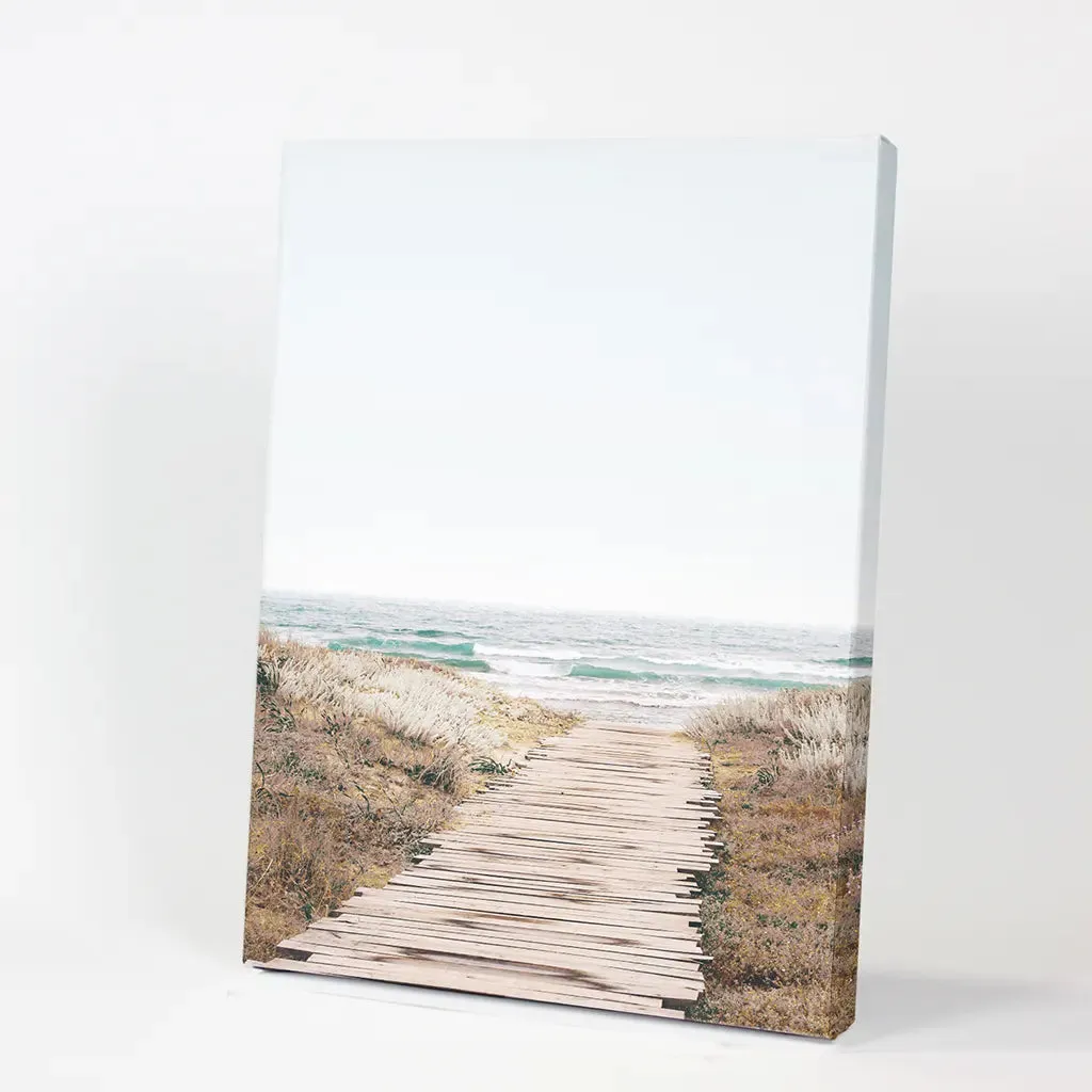 Beige Beach Pathway Wall Decor. Modern Boho Print