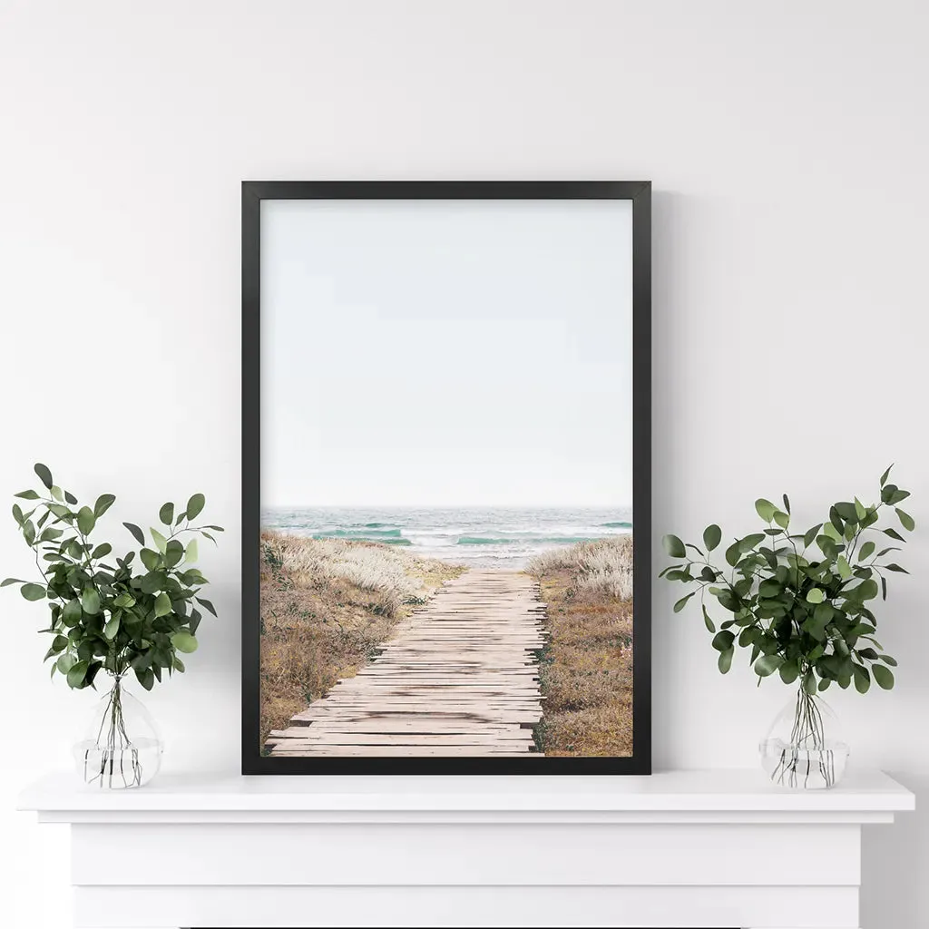 Beige Beach Pathway Wall Decor. Modern Boho Print