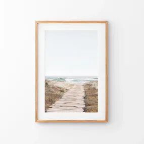 Beige Beach Pathway Wall Decor. Modern Boho Print