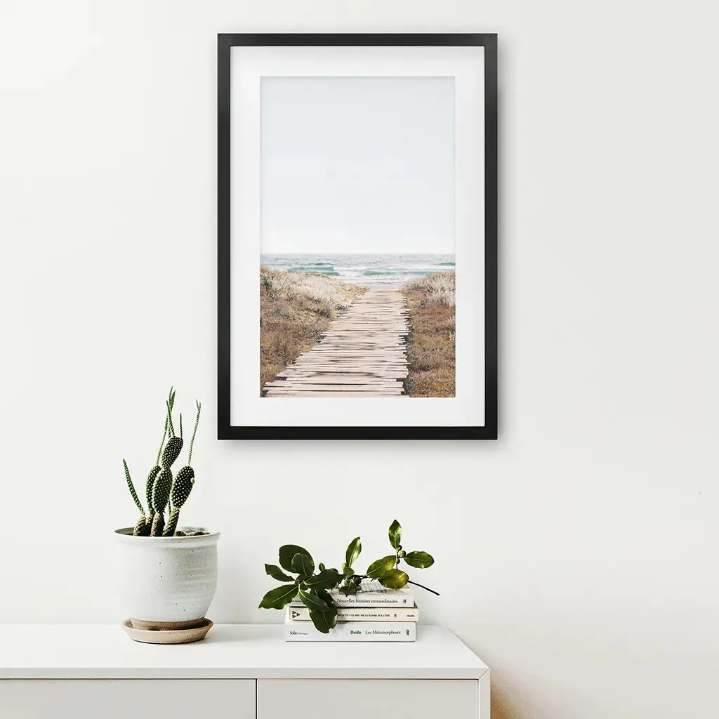 Beige Beach Pathway Wall Decor. Modern Boho Print