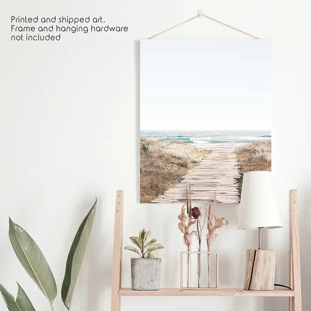 Beige Beach Pathway Wall Decor. Modern Boho Print