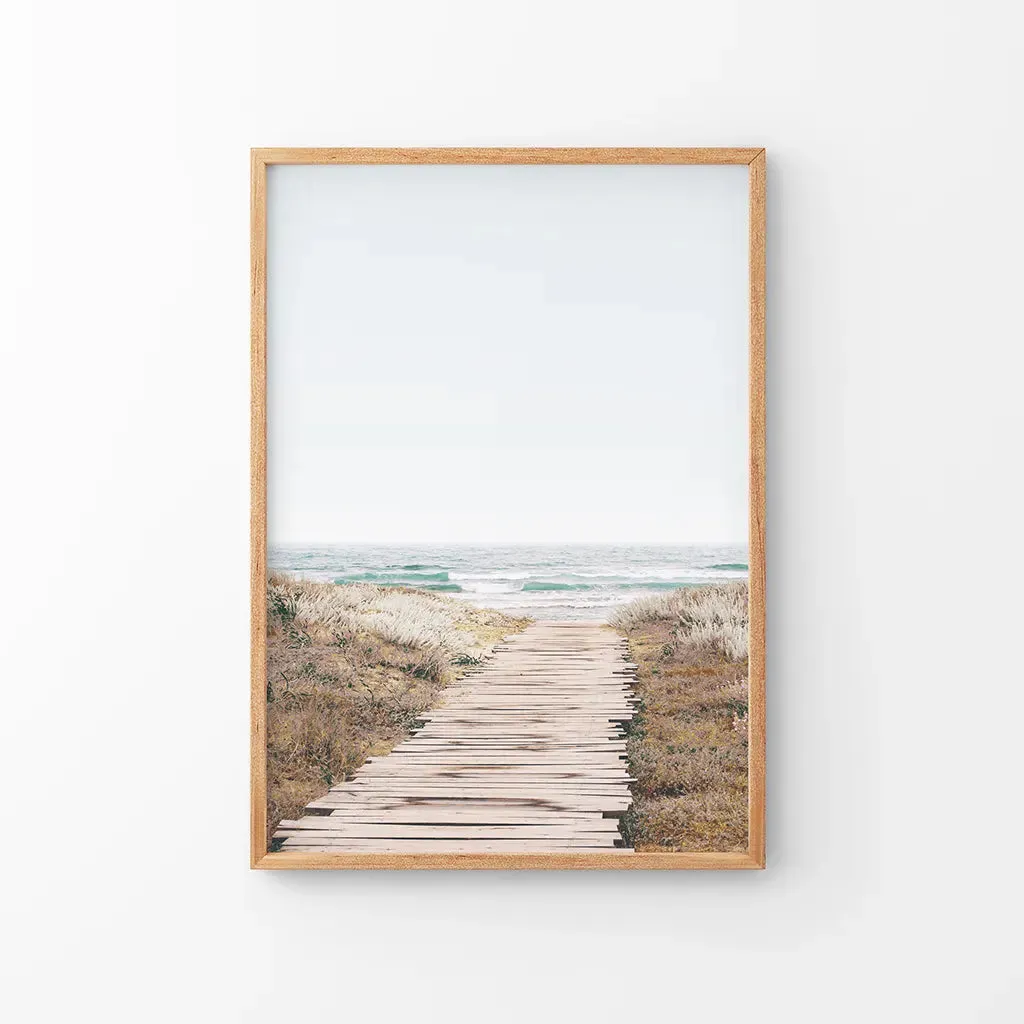 Beige Beach Pathway Wall Decor. Modern Boho Print