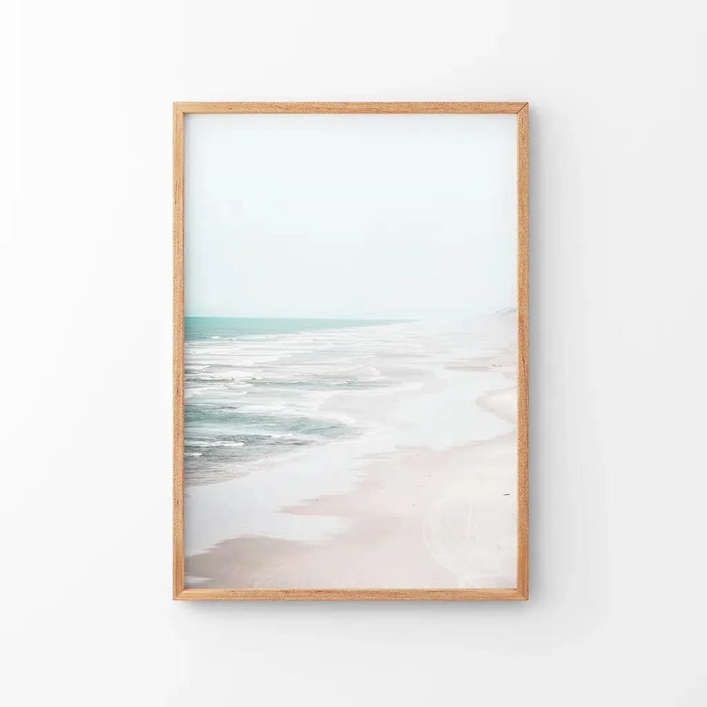 Beige Coastal Beach Wall Art Print. Ocean Waves