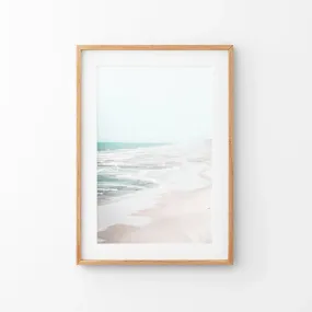 Beige Coastal Beach Wall Art Print. Ocean Waves