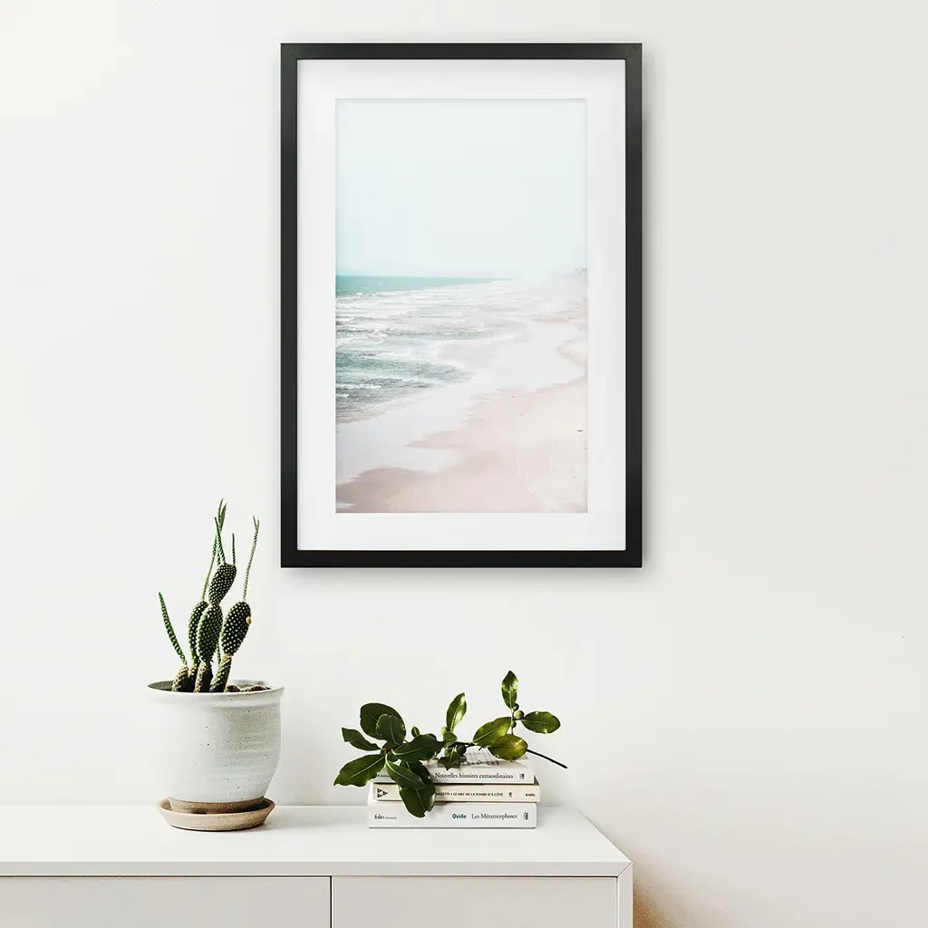 Beige Coastal Beach Wall Art Print. Ocean Waves