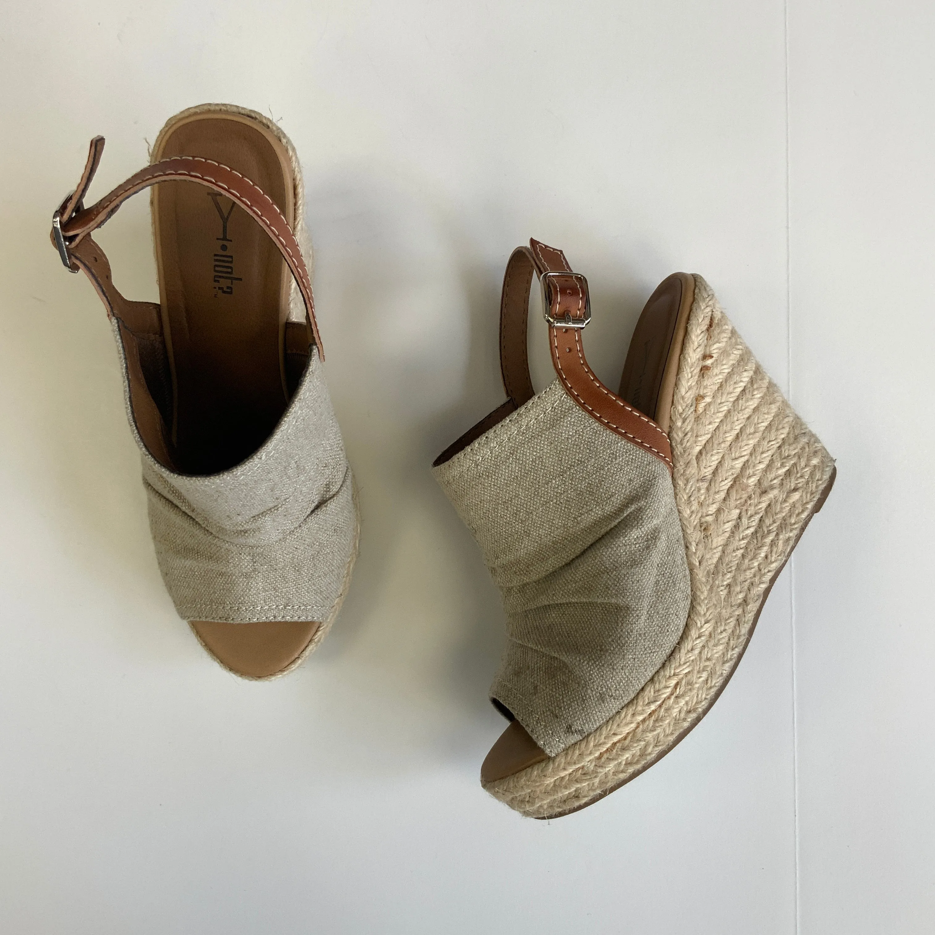 Beige Sandals Heels Wedge Clothes Mentor, Size 7.5