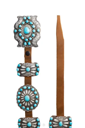 Belt, Concho, Turquoise, Third Phase Revival, Hallmark, Contemporary, 411