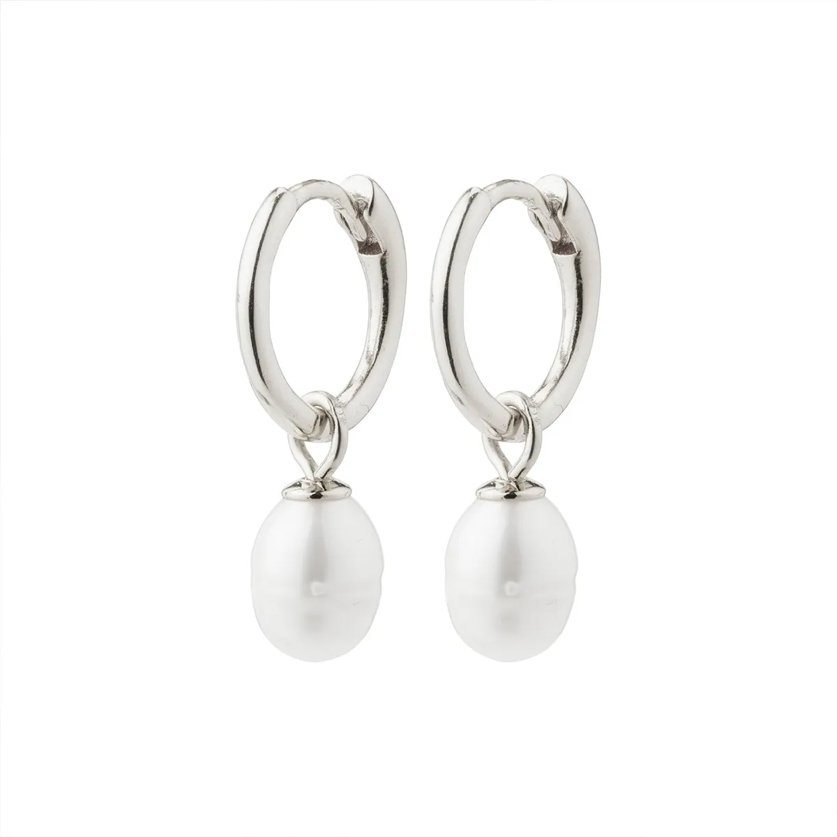 Berthe Silver Plated Freshwater Pearl Hoops