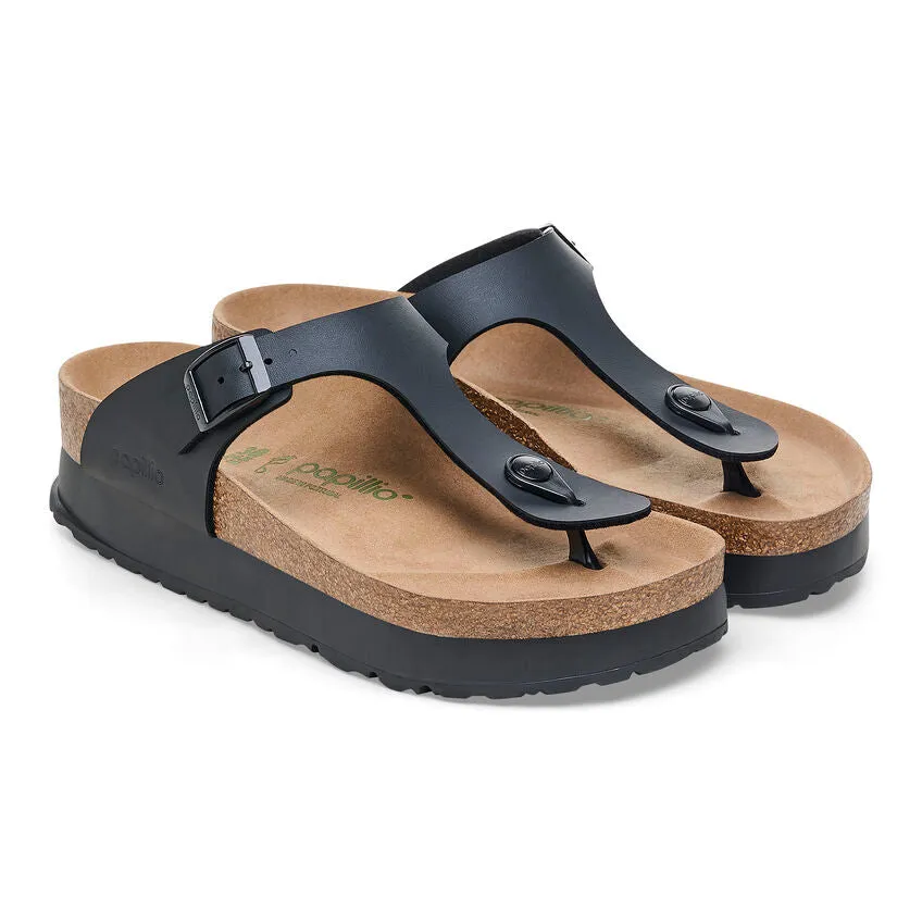 Birkenstock Women's Gizeh Flex Platform Birko-Flor (Black - Regular fit)