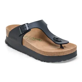 Birkenstock Women's Gizeh Flex Platform Birko-Flor (Black - Regular fit)