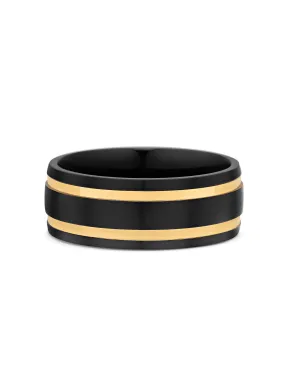 Black Band Ring with Gold