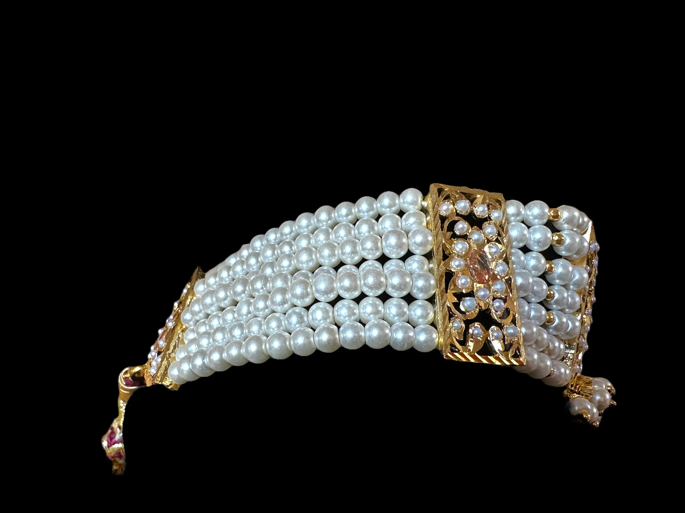 C243 Gold plated jadau choker in pearls ( SHIPS IN 4 WEEKS  )