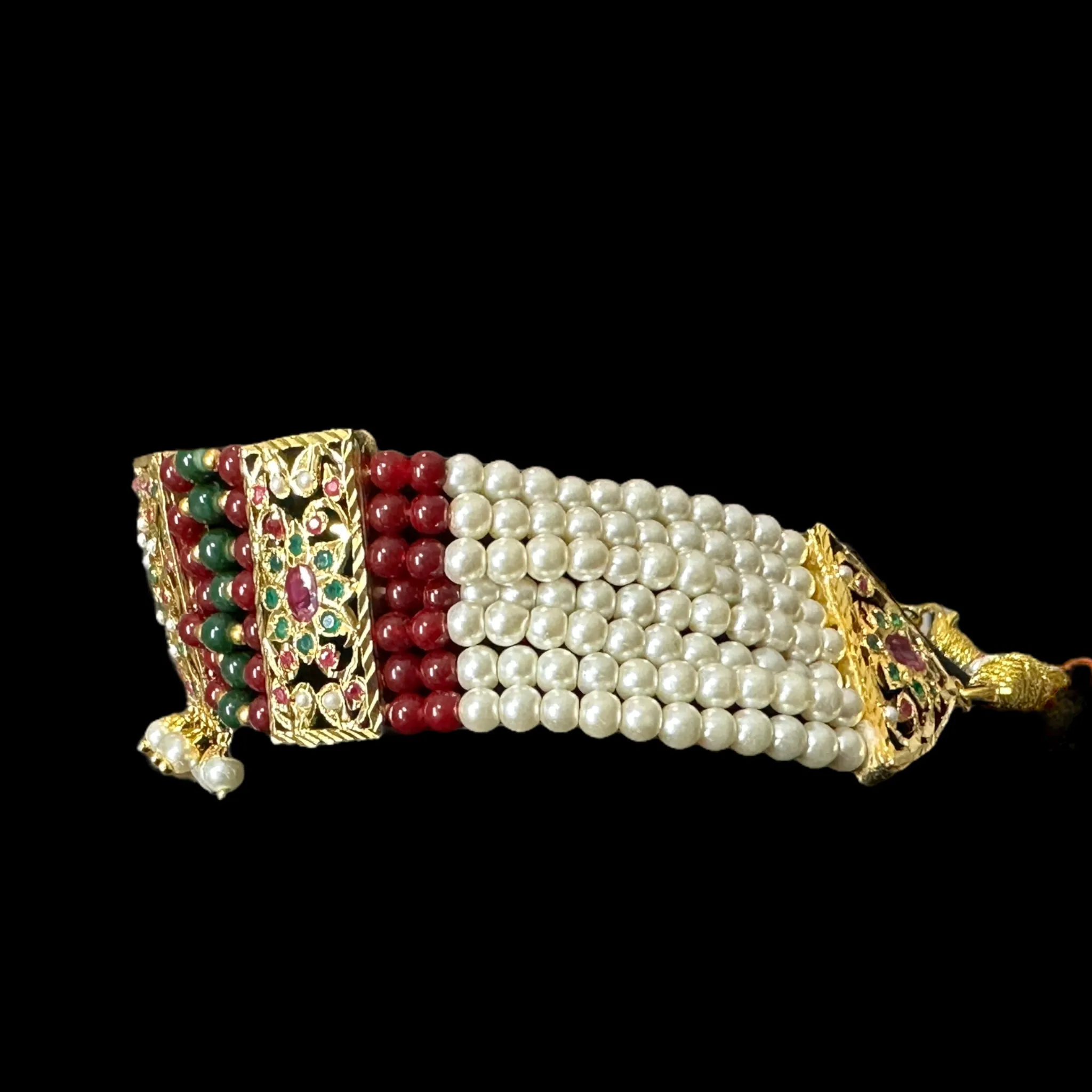 C315 Gold plated jadau choker in red green  ( READY TO SHIP  )