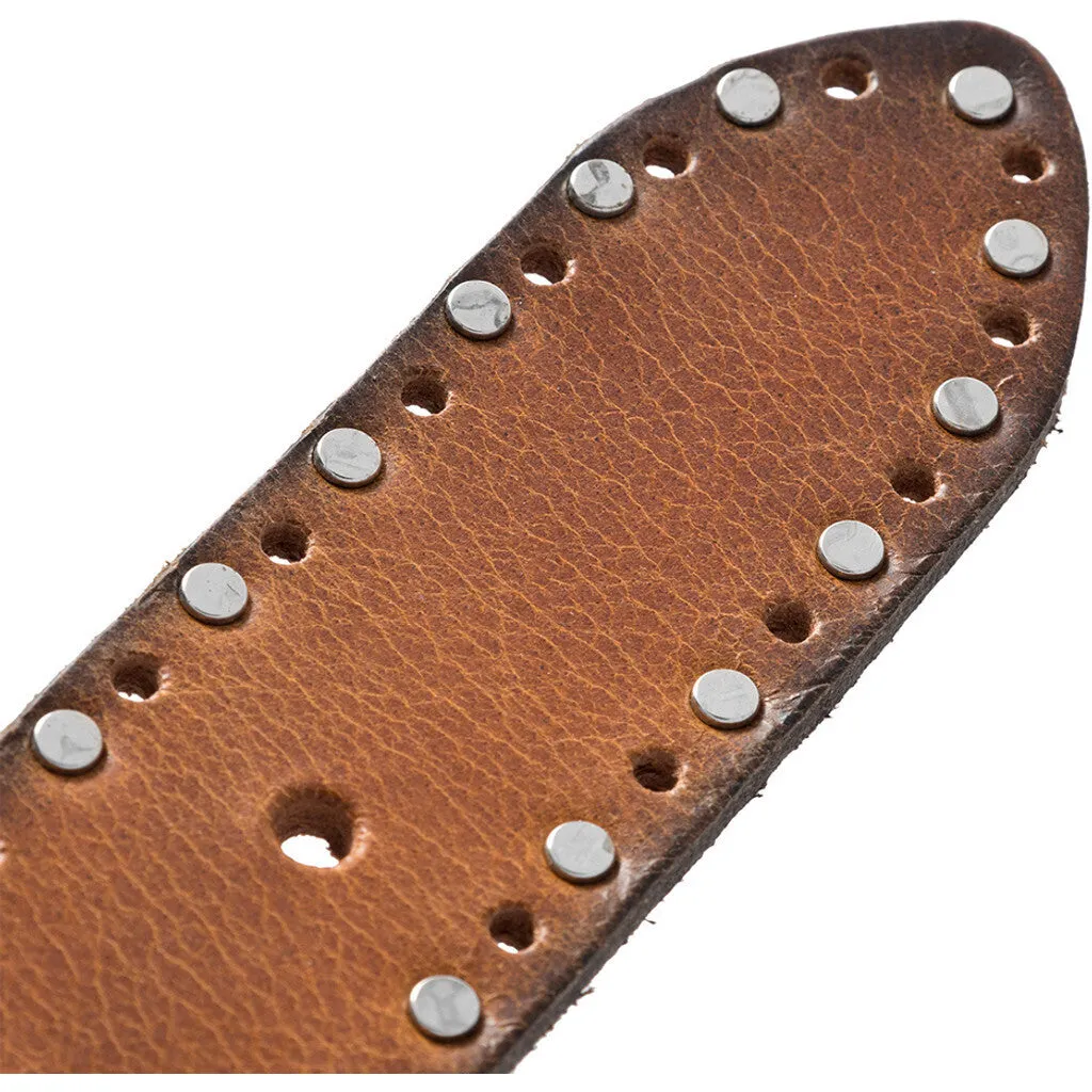 Cool leather belt with details / 15870 - Cognac