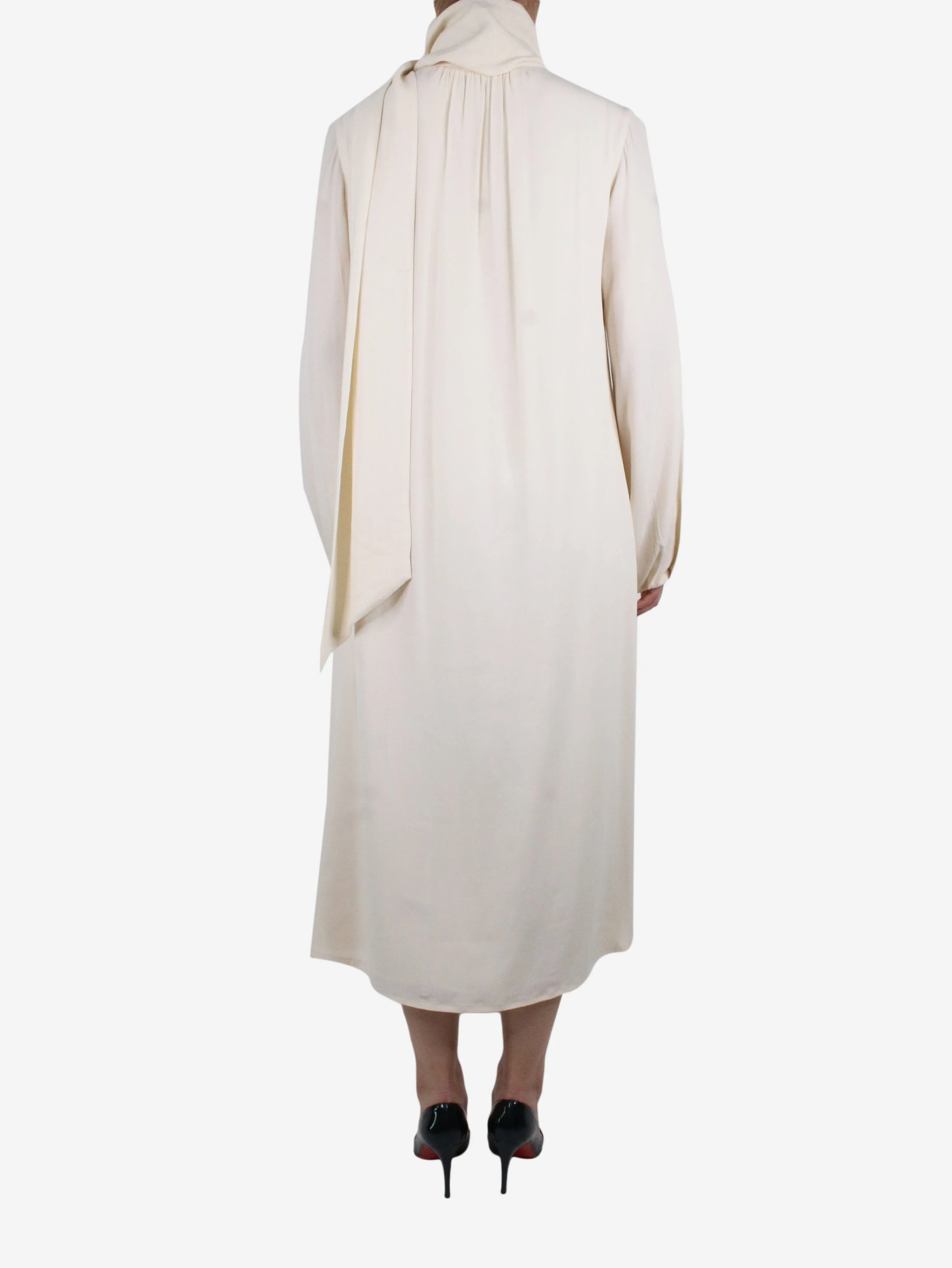 Cream long-sleeved buttoned dress - size FR 38