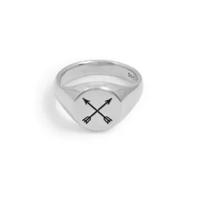 Crossed Arrows Signet Ring in Sterling Silver