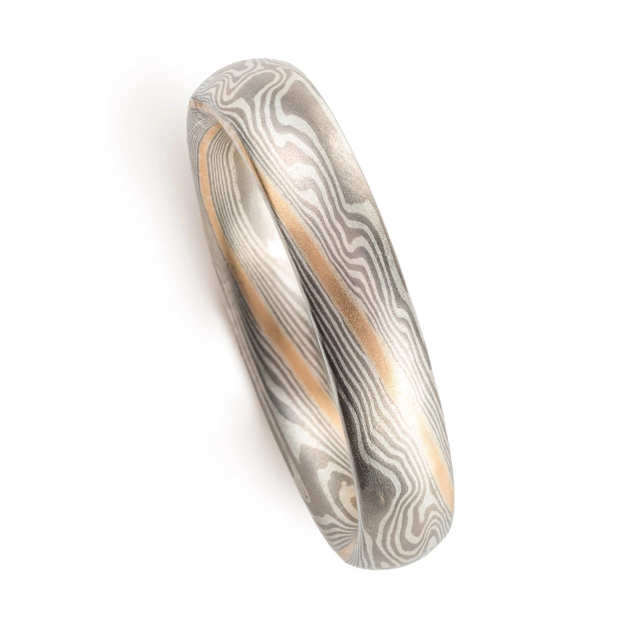 Dainty Gold Stratum Mokume Ring