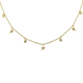 Edgy Star and Bezel Diamond Necklace