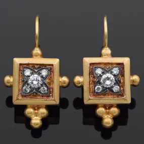 Estate Designer Signed 22K Yellow Gold 0.50 TCW Diamond Dangle Earrings