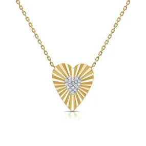 Fluted Diamond Heart Necklace