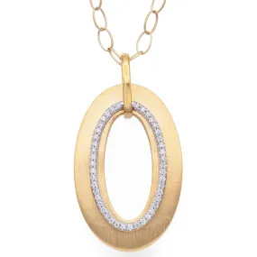 Gabriel & Co. 18K Yellow Gold Diamond Oval Pendant Necklace