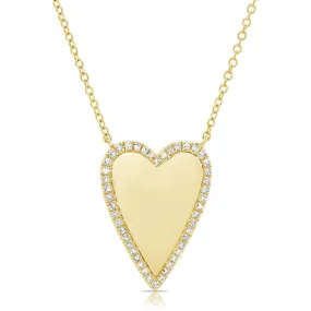 Gold Heart Necklace with Pave Outline