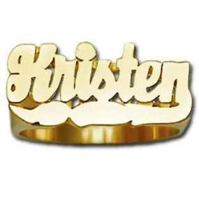 Gold Name Ring with Tail