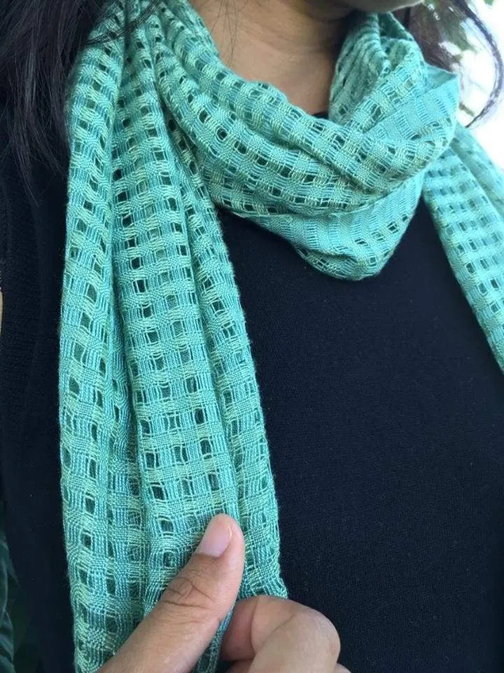 Handwoven Scarf Gossamer Greens and Yellows