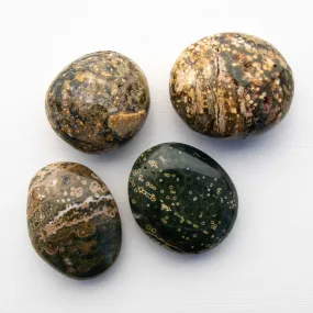 Jasper, Ocean- Dark Green/Yellow, Orbicular-  Palm Stone