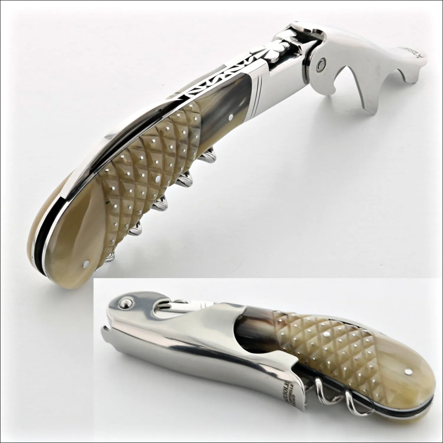 Laguiole Magnum Studded Flamed Horn Tip Corkscrew - B