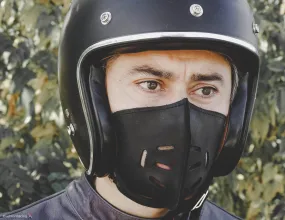 Leather Helmet Mask | Black Leather Motorcycle Mask