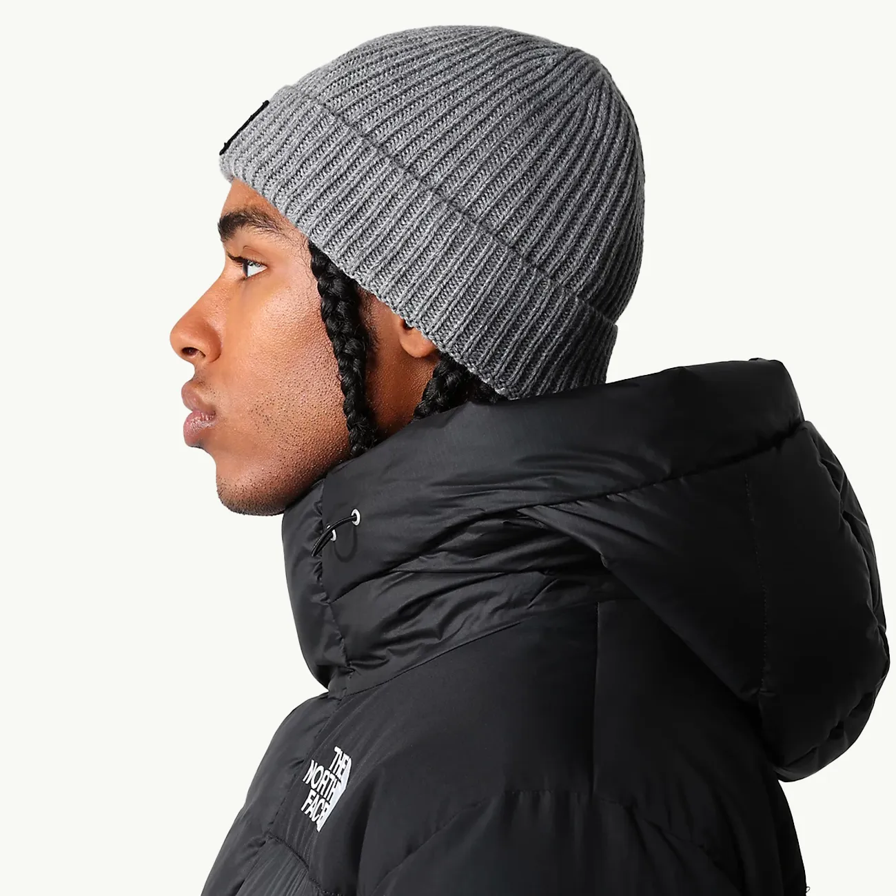 Logo Box Cuffed Beanie - TNF Medium Grey Heather