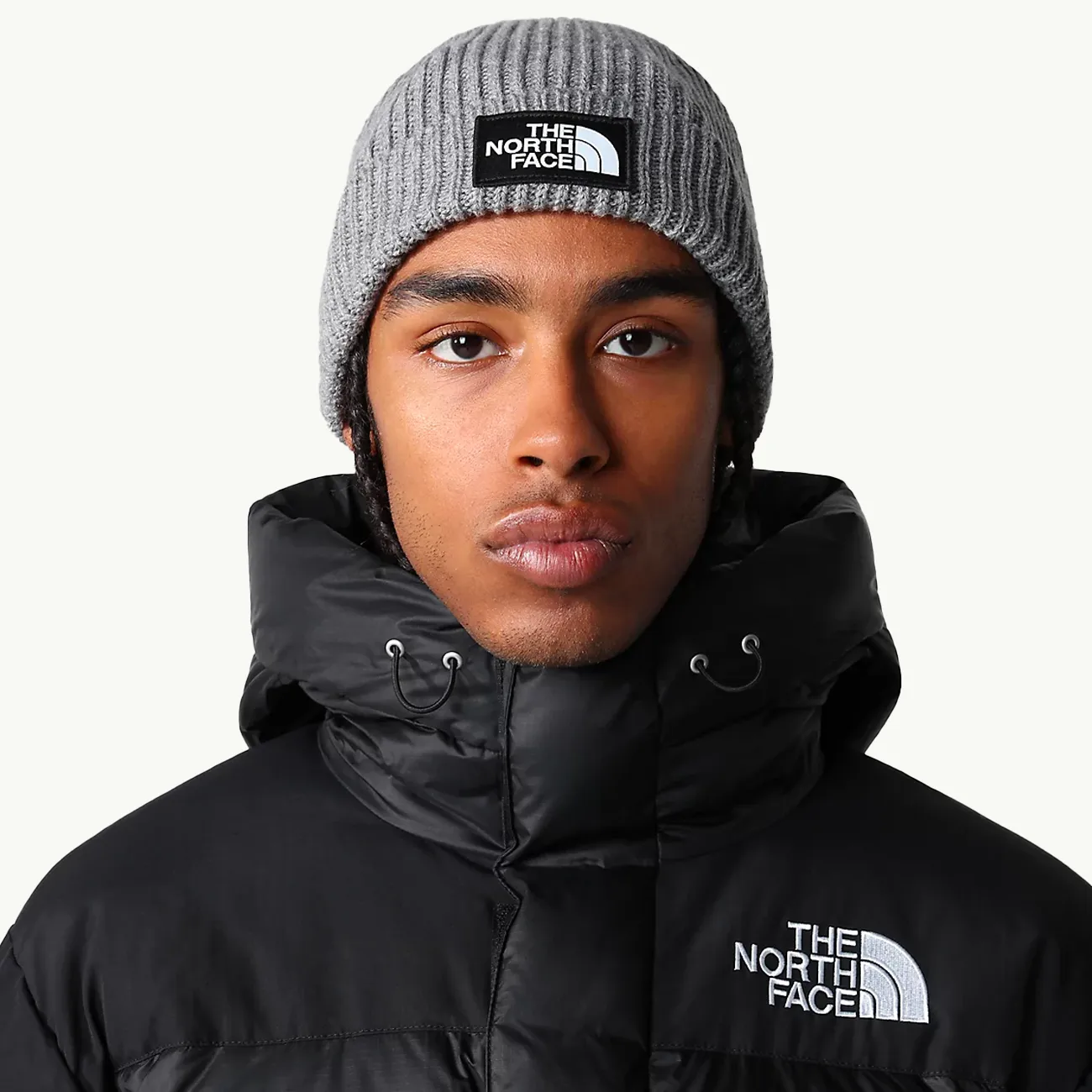 Logo Box Cuffed Beanie - TNF Medium Grey Heather