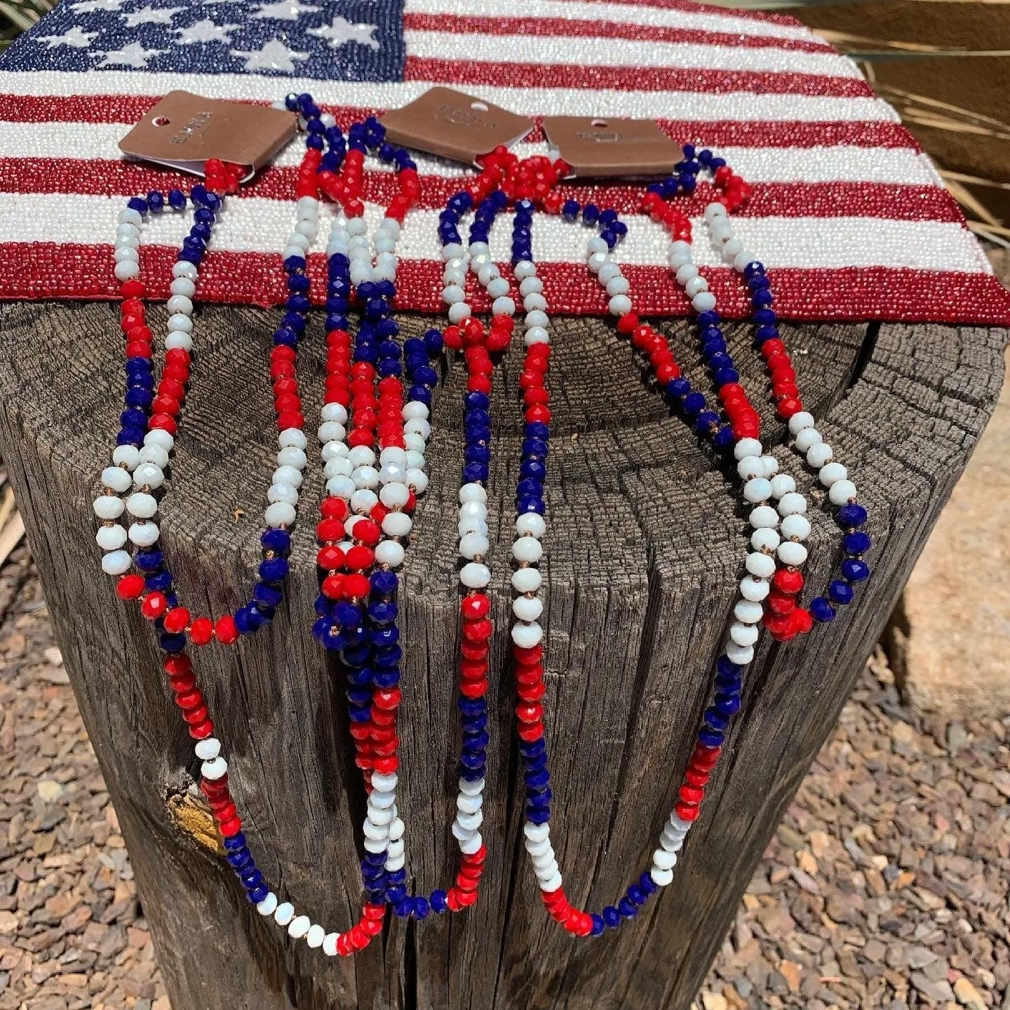 Long 60” USA BEADED NECKLACE STRAN