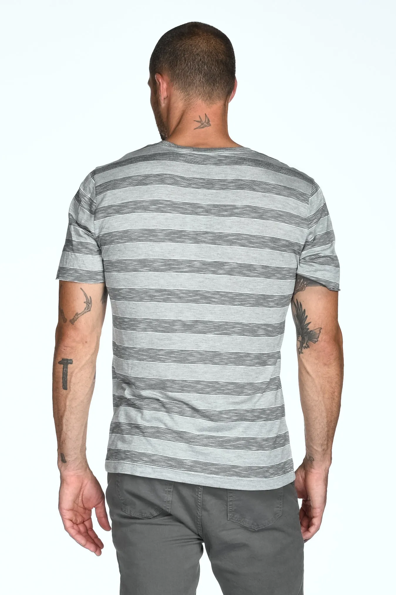 Men's Princeton Wide Pocket V-Neck Stripe Tee