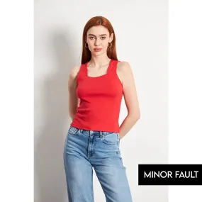 (Minor Fault) Red Square Neck Tank Top