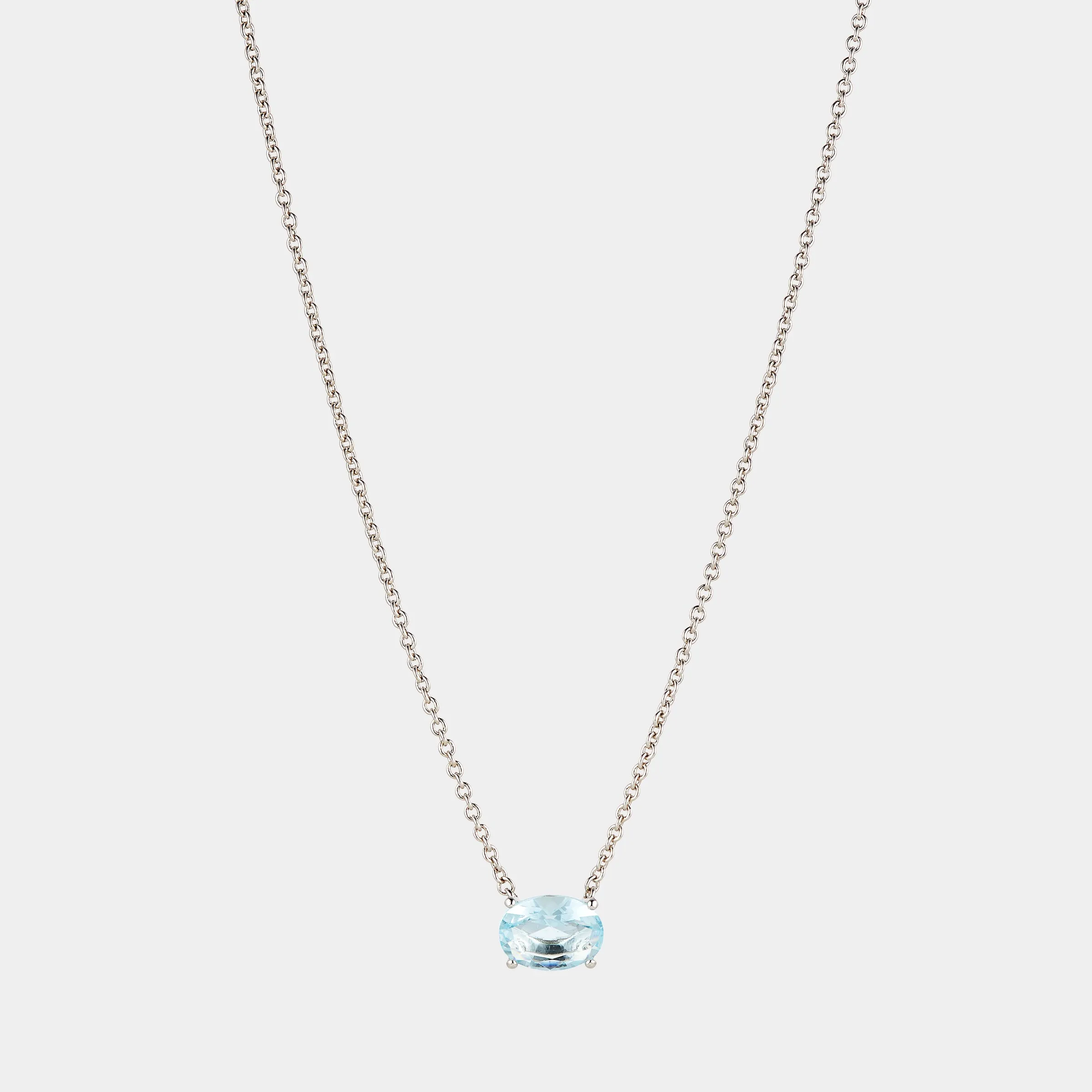 MODERN LOVE LARGE OVAL AQUA NECKLACE