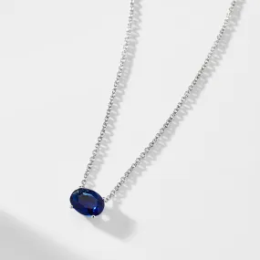 MODERN LOVE LARGE OVAL FAUX SAPPHIRE NECKLACE