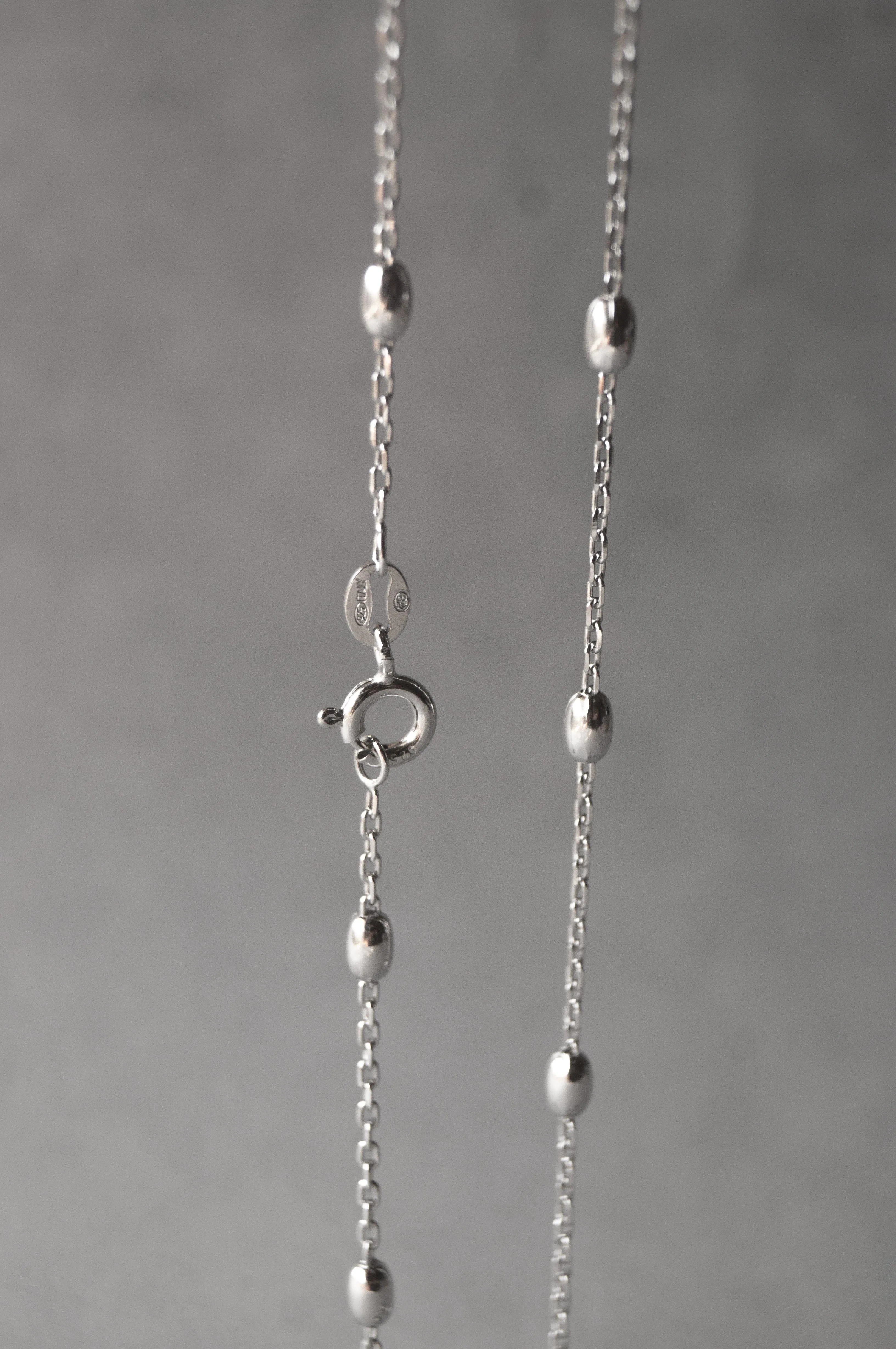 Oval Beads Station Sterling Silver Chain