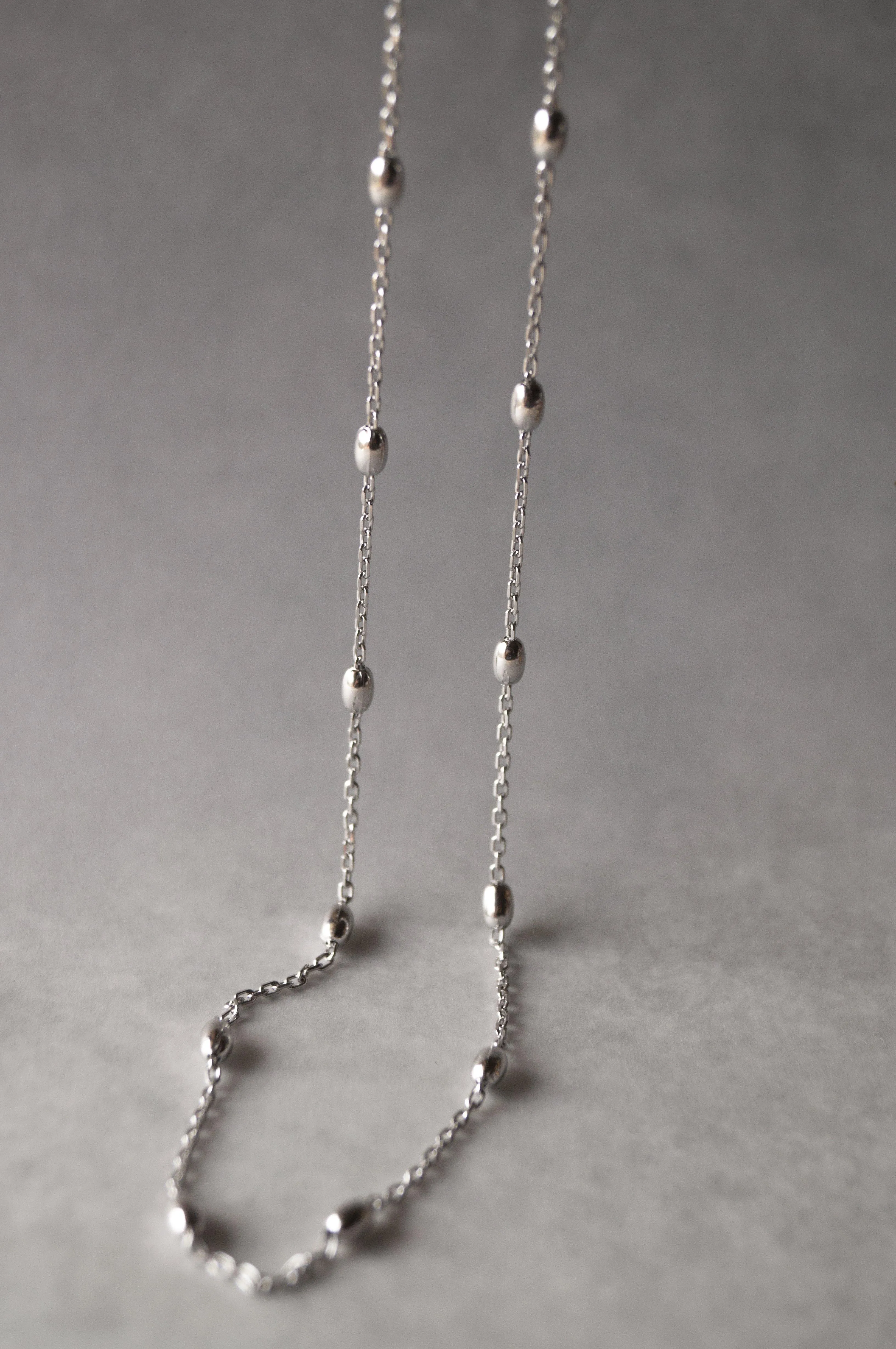 Oval Beads Station Sterling Silver Chain